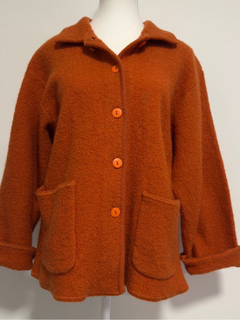 Vintage Women's Button-Front Jacket in Rust Orange